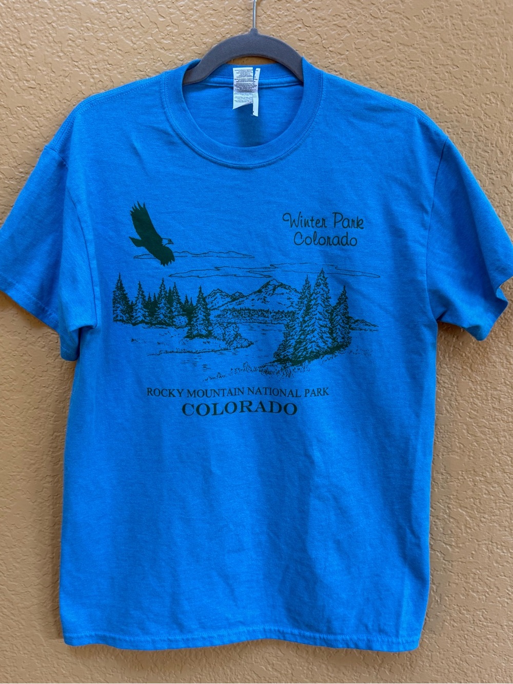 Colorado Rocky Mountain National Park Blue Graphic Tee Shirt - Vintage - Medium